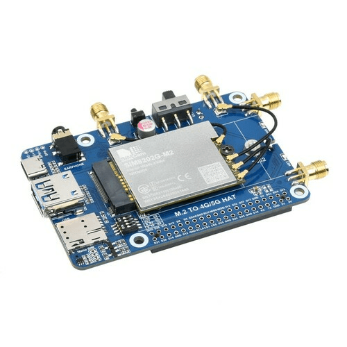 SIM8202G-M2 5G HAT (B) для Raspberry Pi, 5G/4G/3G, Snapdragon X55, четыре антенны 5G NSA, многодиапазонный — фото 2