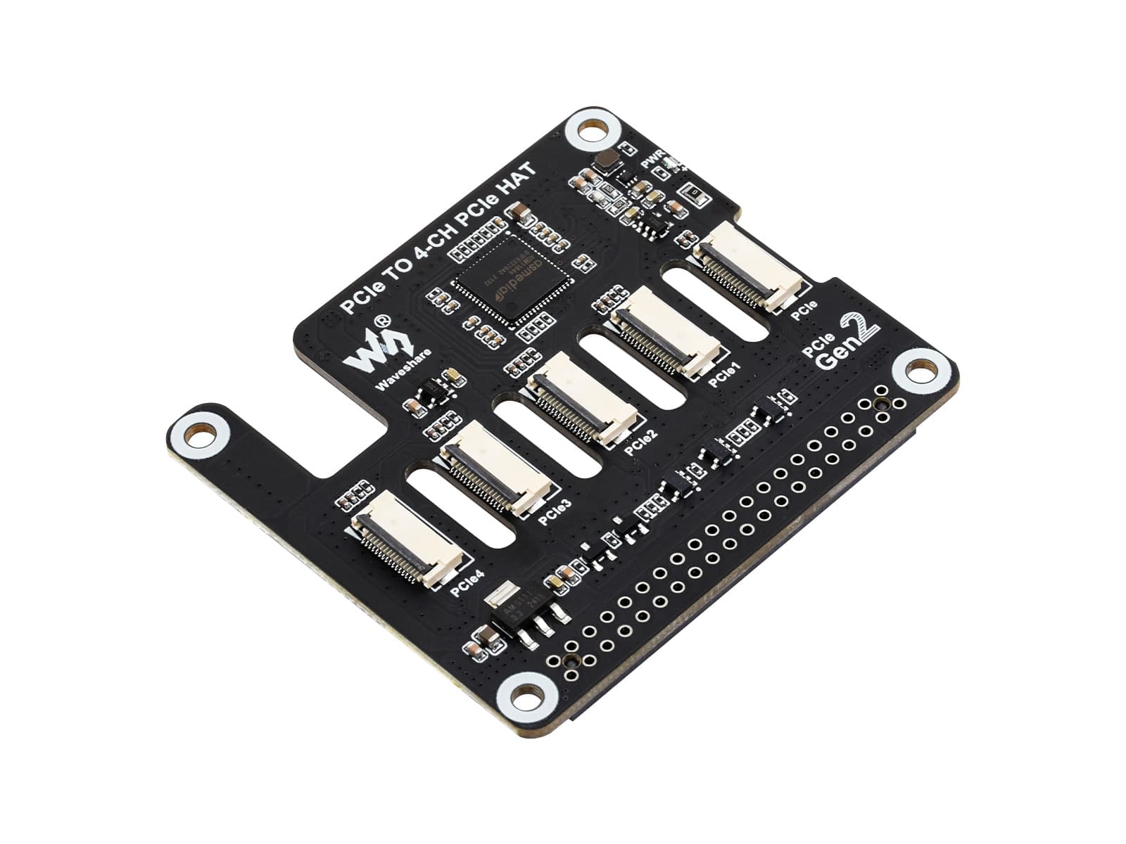 4-канальная плата адаптера PCIe FFC для Raspberry Pi 5, расширяет интерфейс PCIe Pi 5 до 4-канальных разъемов PCIe FFC, поддерживает объединение нескольких PCIe HAT, Raspberry Pi 5 PCIe HAT — фото 2