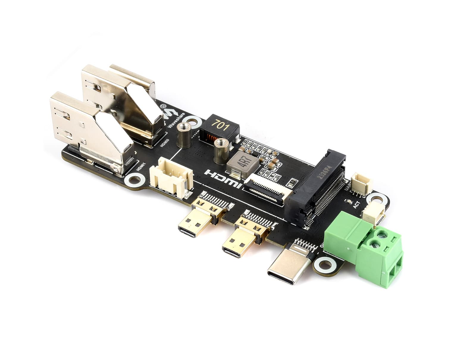 Многофункциональный адаптер PCIe-M.2, совместимый с Raspberry Pi 5, два способа питания, поддержка двух выходов 4K — фото 2