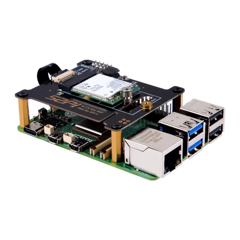 52Pi M01 PCIe M.2 E-Key NVMe SSD Периферийная плата PCIe для Raspberry Pi 5, поддержка M.2 E-Key NVMe SSD 2230/2242