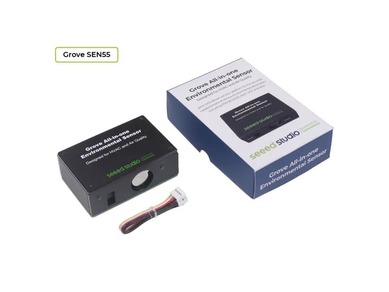 Grove — SEN55 Универсальный датчик окружающей среды — NOx, VOC, RH, температура, PM1,0/2,5/4/10 с запатентованными алгоритмами, HVAC, очиститель воздуха