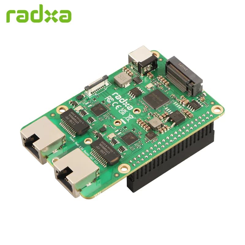 Шляпка маршрутизатора Radxa Dual 2.5G, два порта Ethernet 2.5G, твердотельный накопитель NVMe, PCIe FPC, предназначен для Radxa SBC и Raspberry Pi 5