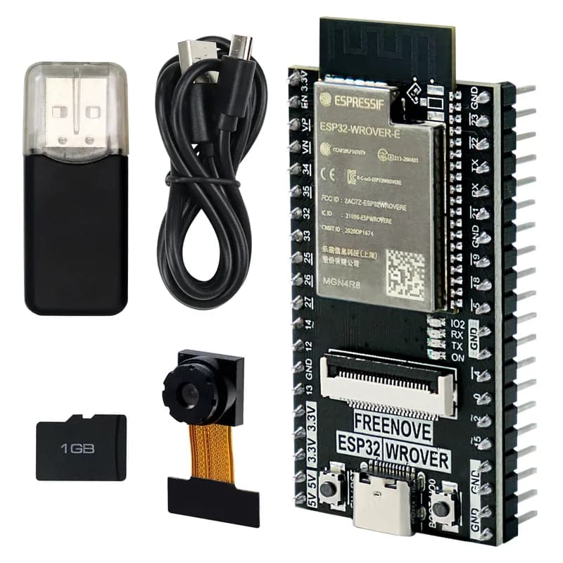 CAM-камера Freenove ESP32, плата Wi-Fi Bluetooth, двухъядерный 32-разрядный микроконтроллер 240 МГц, код Python C, руководство по примерам проектов