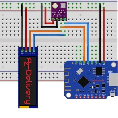 0,91" OLED и GY-BME280 и ESP8266 D1 Mini