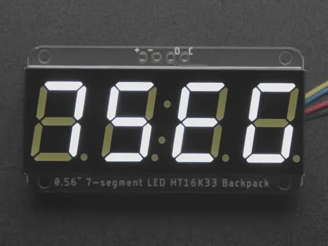 Adafruit 0,56-дюймовый 4-значный 7-сегментный дисплей с рюкзаком I2C — белый