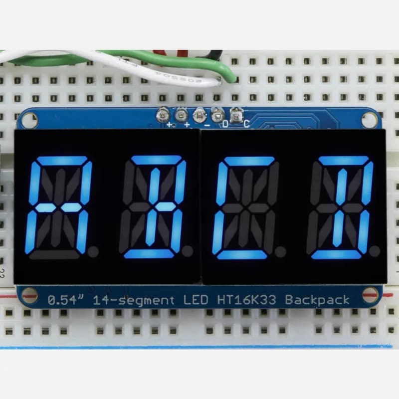 Четырехбуквенно-цифровой дисплей — 0,54 цифры с рюкзаком I2C — синий
