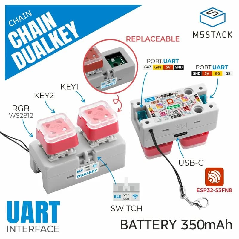M5Stack Chain DualKey ESP32-S3 2