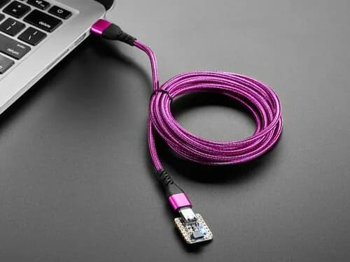 Тканый кабель USB A — USB C розового и фиолетового цвета — длина 2 метра