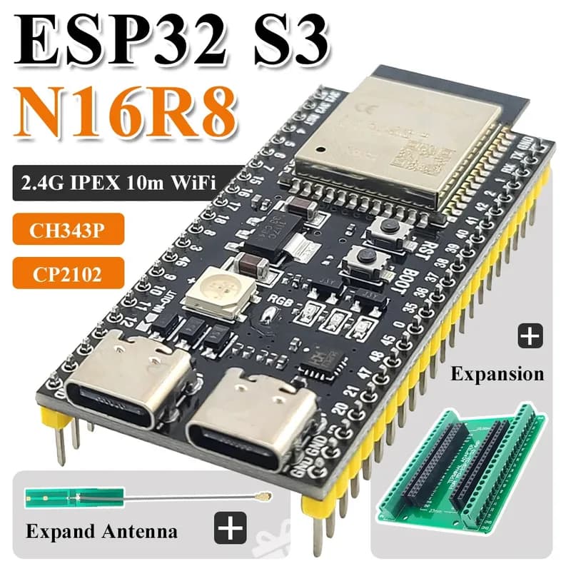 Макетные платы ESP32 S3 с комплектом адаптеров расширения 2,4G Wi-Fi BT-модуль ESP32-S3-1 N8R2 N16R8 44-контактный Type-C ESP32-S3