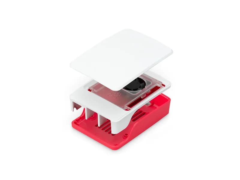 Официальный чехол Raspberry Pi с вентилятором для Pi 5, красный/белый