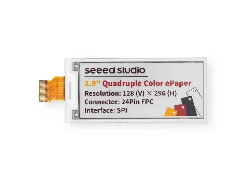 2,9-дюймовый четырехцветный дисплей eInk/ePaper с разрешением 128x296 пикселей, интерфейс SPI, поддержка XIAO/Arduino