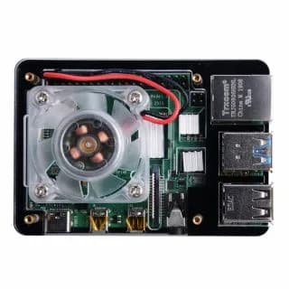 Черный прозрачный корпус с одним вентилятором (поддержка Pi 4B)