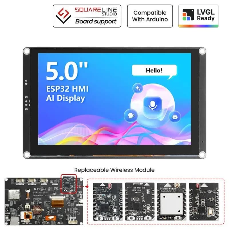 CrowPanel Advance 5-дюймовый HMI|ESP32-S3 Сенсорный экран IPS с искусственным интеллектом (800x480) Поддержка LVGL