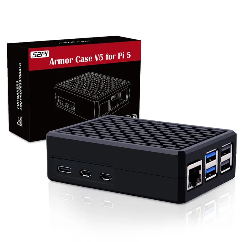 52Pi Armor Case V5 Черный алюминиевый сплав с пассивным охлаждением для Raspberry Pi 5
