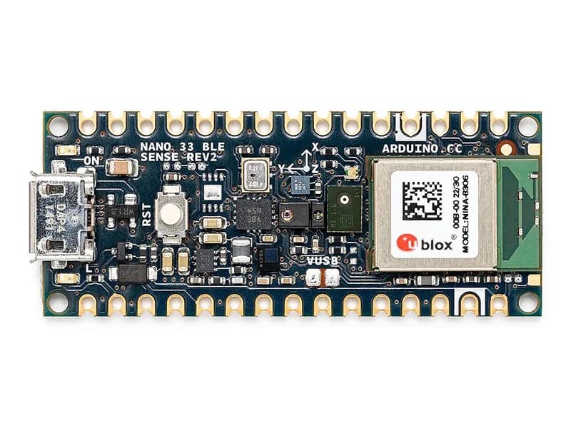 Arduino Nano 33 BLE Sense Rev2 — процессор nRF52840, BLE, поддержка искусственного интеллекта, несколько встроенных датчиков, размер пальца, поддержка Arduino и Python