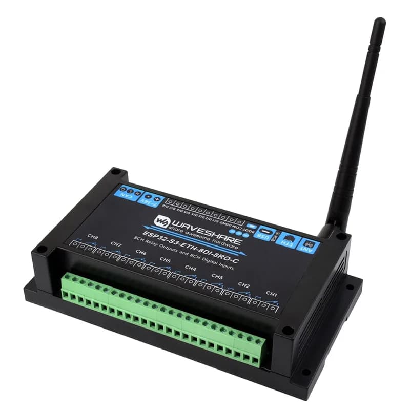 8-канальный Wi-Fi релейный модуль ESP32-S3 с CAN-интерфейсом
