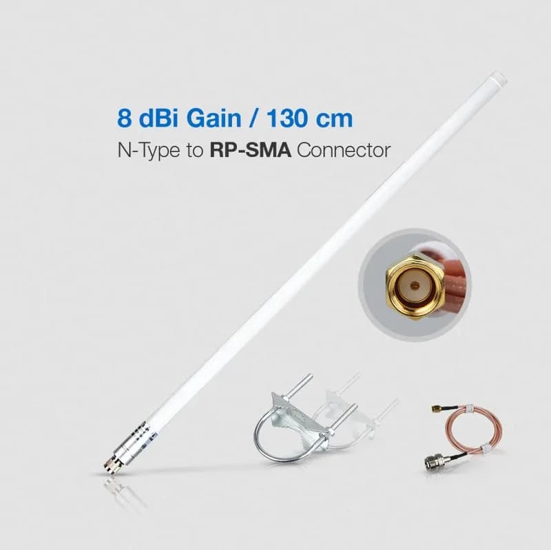 Антенна Glasfaser 8 дБи, 858–878 МГц, тип N на RP-SMA