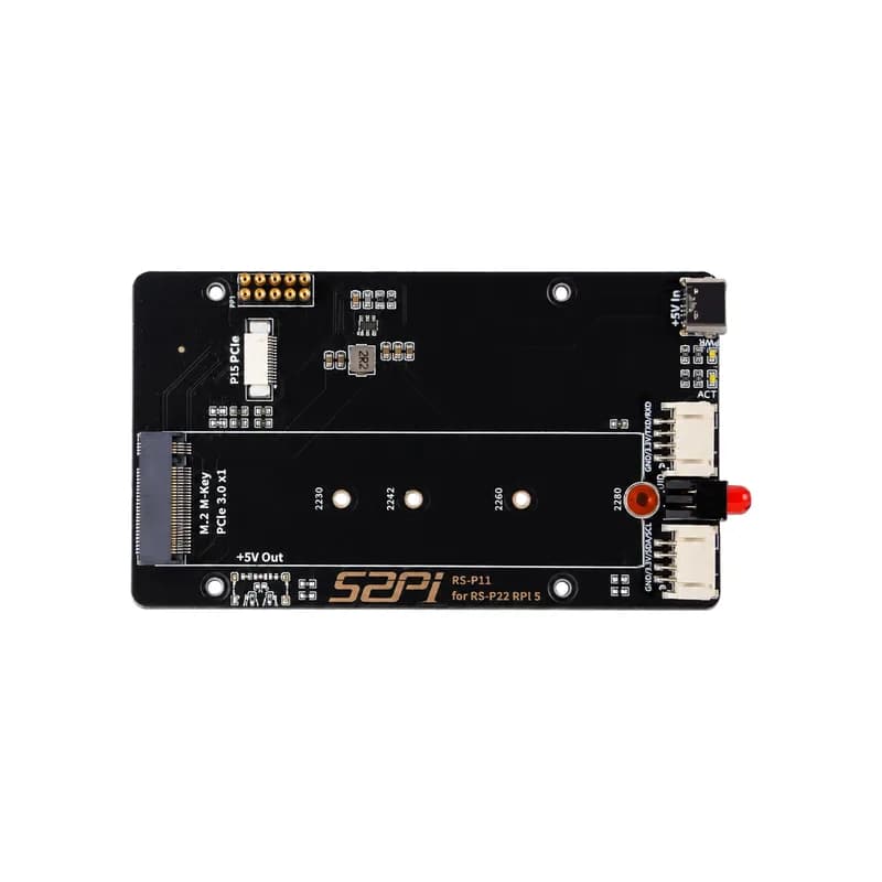 52Pi RS-P11 для RS-P22 Плата расширения PCIE NVME для Raspberry Pi 5, поддерживает твердотельные накопители M.2 NVMe