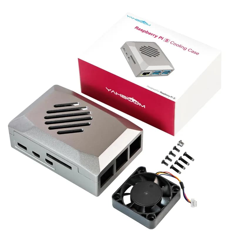 Raspberry Pi 5 Silver Корпус из АБС-пластика с охлаждающим вентилятором с ШИМ