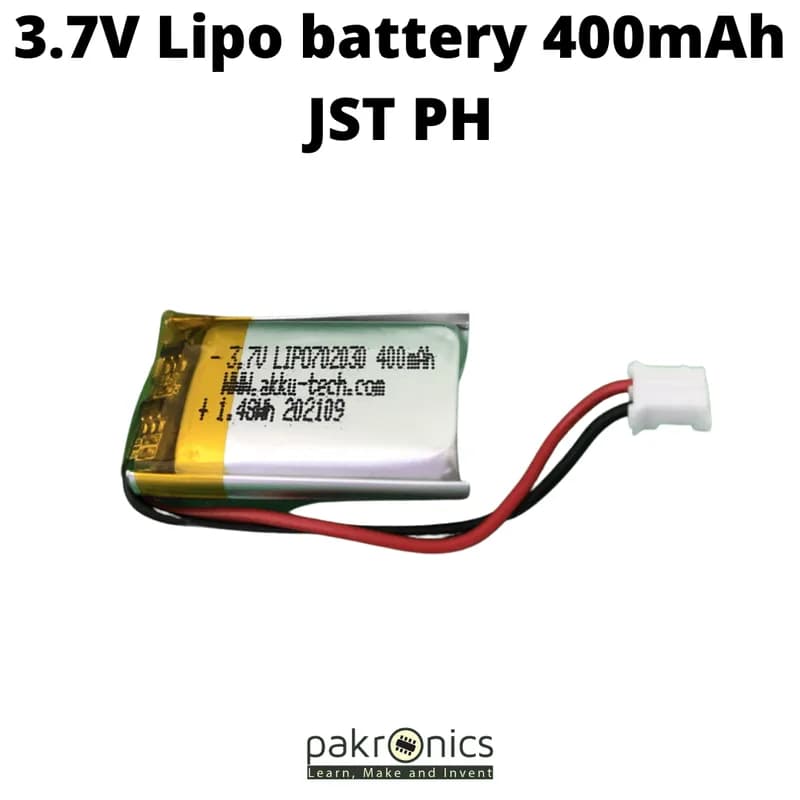 Полимерный литий-ионный аккумулятор (LiPo) 3,7 В 400 мАч JST PH