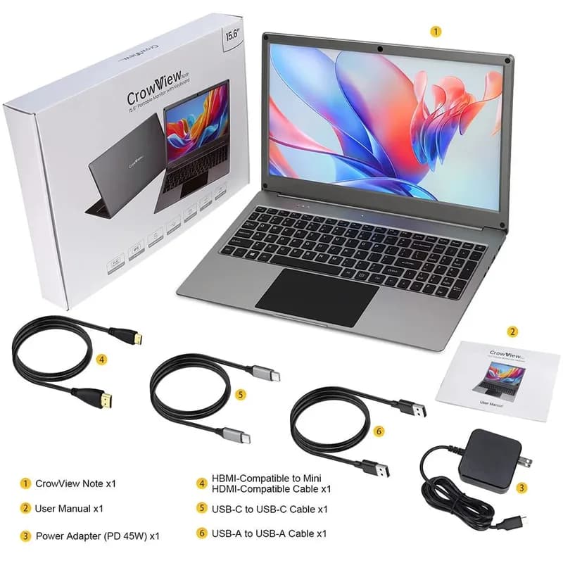 Портативный моноблок CrowView Note с диагональю 15,6 дюйма и дисплеем FHD IPS