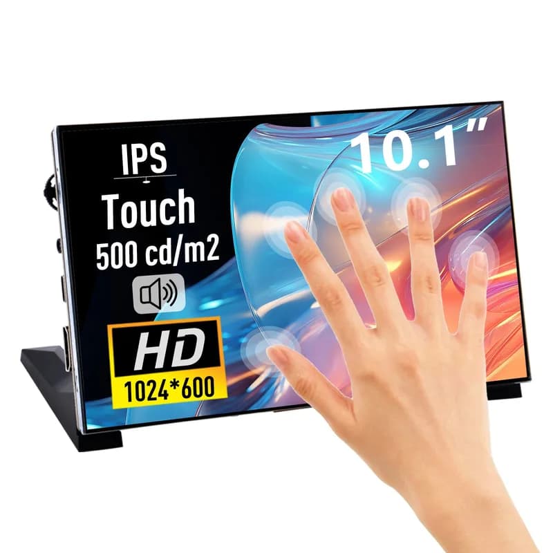 52Pi 10,1-дюймовый емкостный сенсорный экран IPS 1024x600 60 Гц с динамиками для Raspberry Pi 5