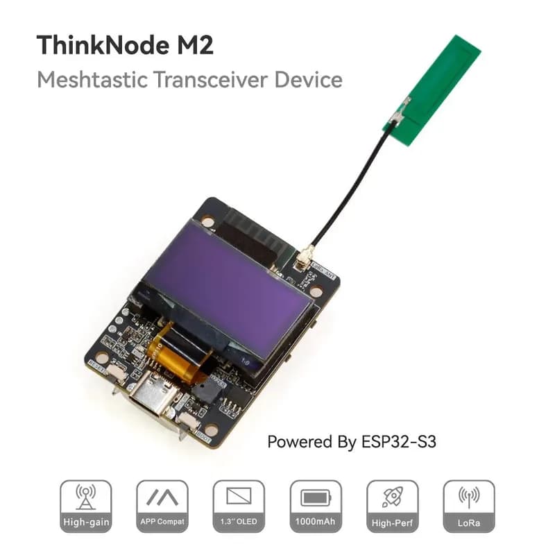 ThinkNode M2 Mini Meshtastic LoRa Radio — ESP32-S3 с 1,3-дюймовым OLED-дисплеем (без чехла)