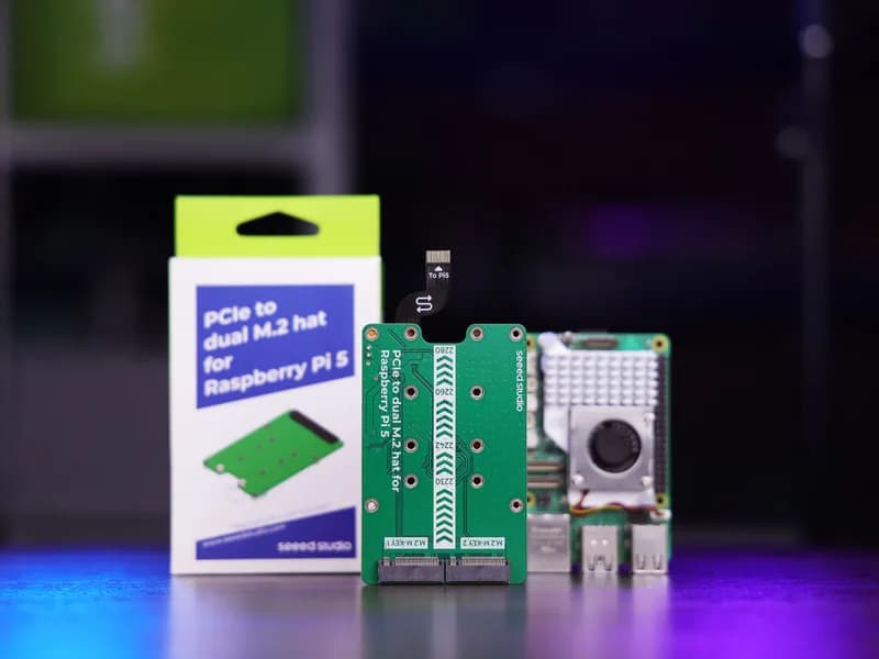 PCIe2.0 — двойной разъем M.2 для Raspberry Pi 5, поддержка SSD NVMe, поддержка Hailo8/8L