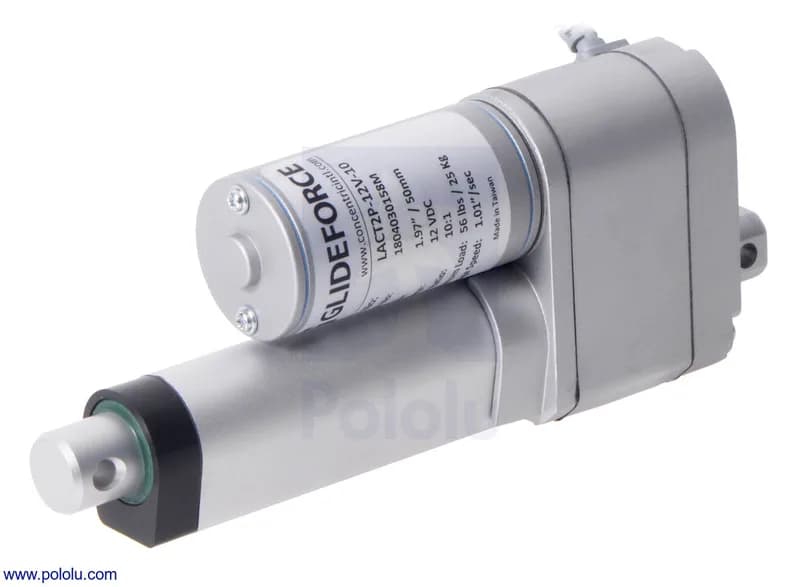 Glideforce GF23-120502-3-65 Высокоскоростной линейный привод LD с обратной связью: 12 кгс, ход 2 дюйма (полезный 1,97 дюйма), 3,3 дюйма/с, 12 В