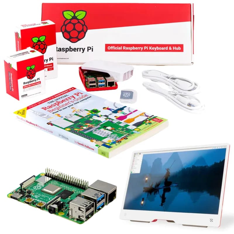 Настольный комплект Pakronics® Raspberry Pi® 4 1 ГБ с монитором (красный/белый)